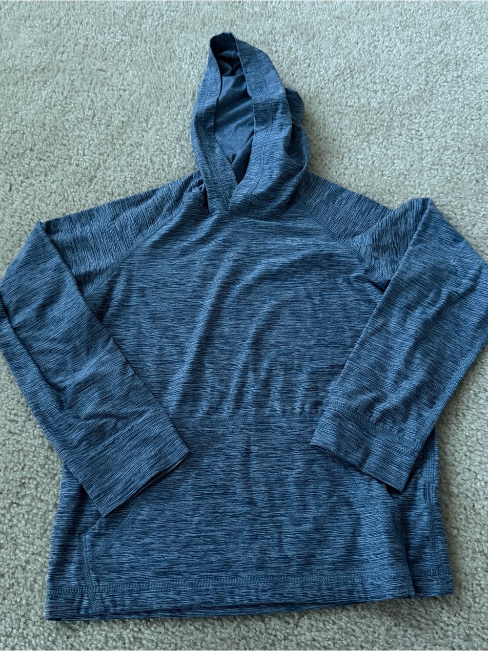 Hanna Andersson Heathered Navy Blue Hooded Long-Sleeve Pullover